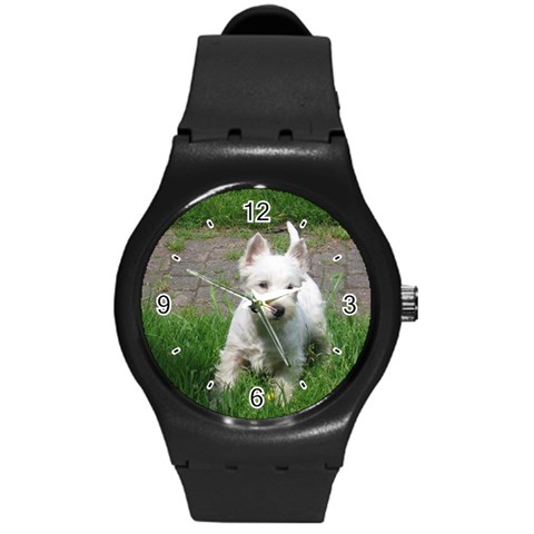 Use Your Dog Photo Westie Round Plastic Sport Watch Medium from ArtsNow.com Front