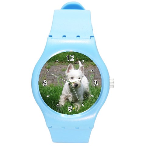 Use Your Dog Photo Westie Round Plastic Sport Watch Medium from ArtsNow.com Front