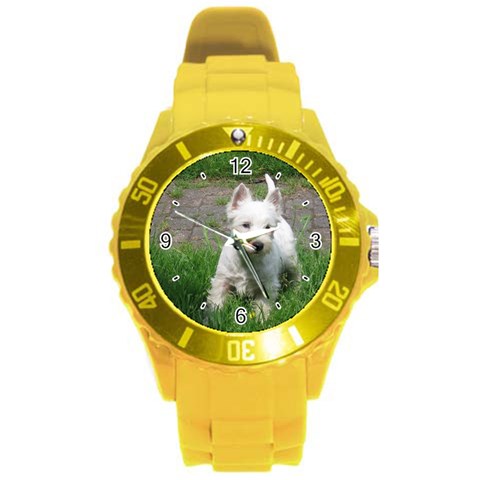 Use Your Dog Photo Westie Round Plastic Sport Watch Large from ArtsNow.com Front