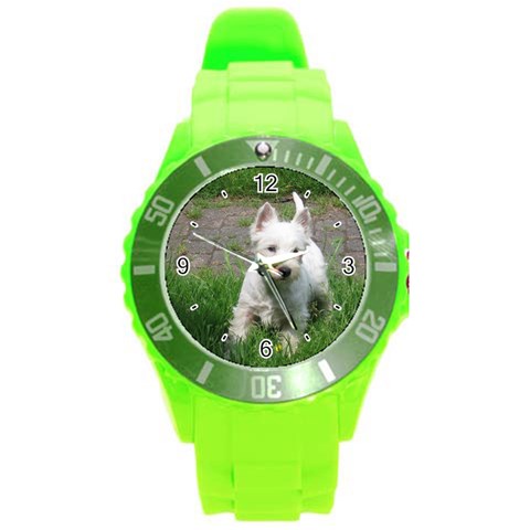 Use Your Dog Photo Westie Round Plastic Sport Watch Large from ArtsNow.com Front