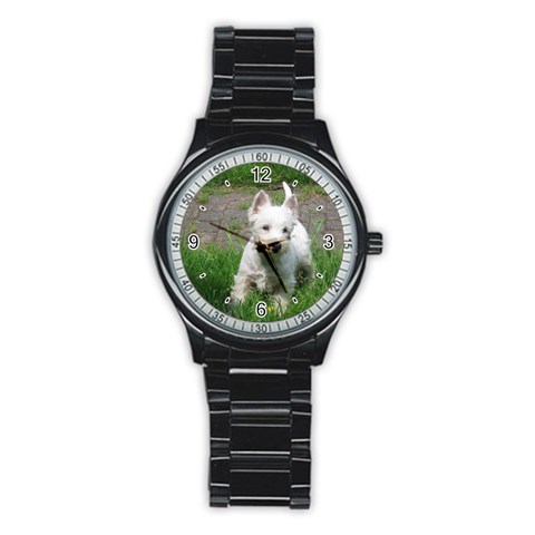 Use Your Dog Photo Westie Men s Stainless Steel Round Dial Analog Watch from ArtsNow.com Front