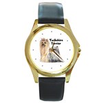 Yorkshire Terrier Yorkie Round Gold Metal Watch