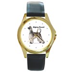 Afghan Hound Round Gold Metal Watch