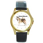 Alaskan Malamute Round Gold Metal Watch