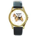 Australian Terrier Round Gold Metal Watch