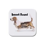 Basset Hound Rubber Square Coaster (4 pack)