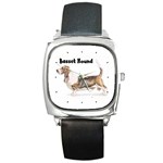 Basset Hound Square Metal Watch