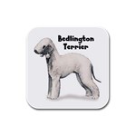 Bedlington Terrier Rubber Square Coaster (4 pack)