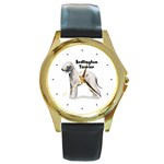 Bedlington Terrier Round Gold Metal Watch