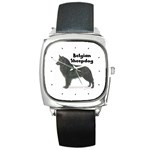 Belgian Sheepdog Square Metal Watch