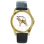 Bloodhound Round Gold Metal Watch