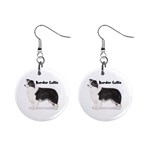 Border Collie 1  Button Earrings