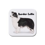 Border Collie Rubber Square Coaster (4 pack)