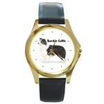 Border Collie Round Gold Metal Watch