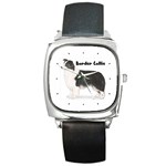 Border Collie Square Metal Watch