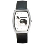 Border Collie Barrel Style Metal Watch