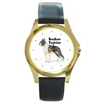 Boston Terrier Round Gold Metal Watch