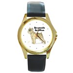 Brussels Griffon Round Gold Metal Watch