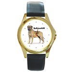 Bullmastiff Round Gold Metal Watch