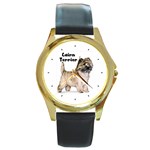 Cairn Terrier Round Gold Metal Watch