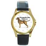 Chesapeake Bay Retriever Round Gold Metal Watch