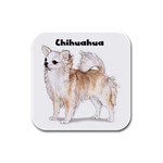 Chihuahua Long Hair Rubber Square Coaster (4 pack)