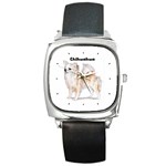 Chihuahua Long Hair Square Metal Watch