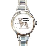 Chinese Crested Round Italian Charm Watch