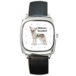 Chinese Crested Square Metal Watch