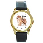 Chow Chow Round Gold Metal Watch