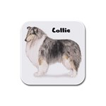 Collie Rubber Square Coaster (4 pack)