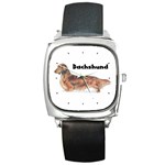 Dachshund Long Haired Square Metal Watch