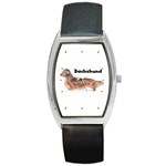 Dachshund Long Haired Barrel Style Metal Watch