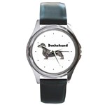 Dachshund Smooth Round Metal Watch