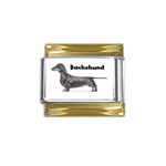 Dachshund Smooth Gold Trim Italian Charm (9mm)