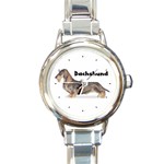 Dachshund Wirehaired Round Italian Charm Watch