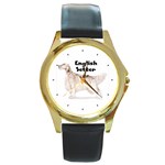 English Setter Round Gold Metal Watch