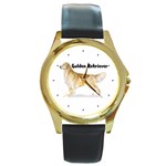 Golden Retriever Round Gold Metal Watch