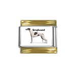 Greyhound Gold Trim Italian Charm (9mm)