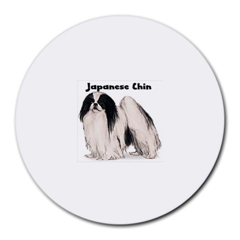 Japanese Chin Round Mousepad from ArtsNow.com Front