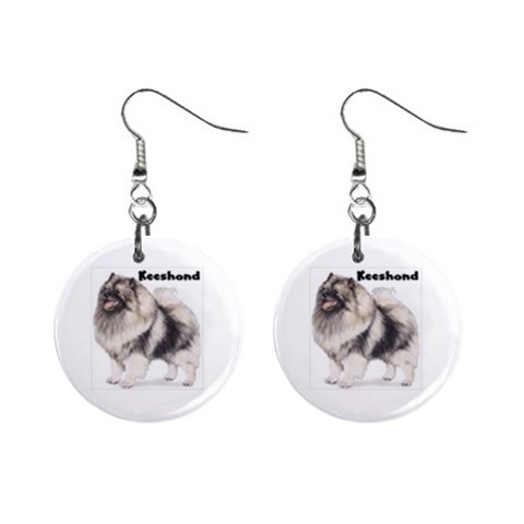 Keeshond 1  Button Earrings from ArtsNow.com Front