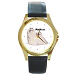 Maltese Round Gold Metal Watch