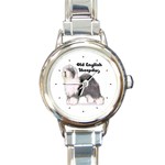 Old English Sheepdog Round Italian Charm Watch