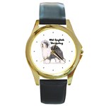 Old English Sheepdog Round Gold Metal Watch