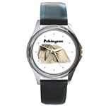 Pekingese Round Metal Watch