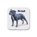 Pit Bull Rubber Square Coaster (4 pack)