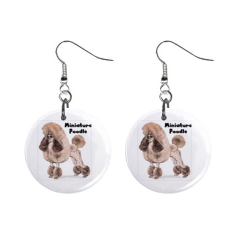 Poodle Minature 1  Button Earrings from ArtsNow.com Front