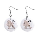 Poodle Toy 1  Button Earrings