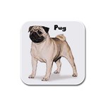 Pug Rubber Square Coaster (4 pack)