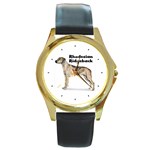 Rhodesian Ridgeback Round Gold Metal Watch